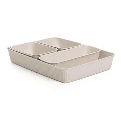 Afbeelding van TATAY Set van 5 organizers (1 Slim eenheid + 2 stuks A6 1 A5 A4 eenheid) Baobab ECOHOME, BPA vrij, 100% gerecycled materiaal, beige