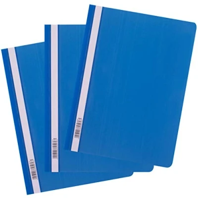 Image de D.RECT Lot de 25 chemises A4 en plastique avec couverture avant transparente Chemise film polypropylène bleu