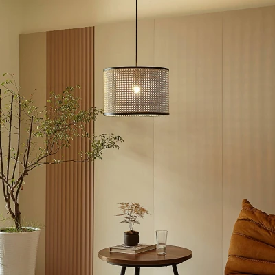 Afbeelding van Lindby hanglamp 1licht Rotan E27 hel hout