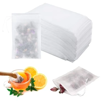 Afbeelding van 600 stuks losse theezakjes, 7 x 9 cm, wegwerptheezakjes van stof voor thee, bloementhee, koffie, specerijen enz. (7 cm)