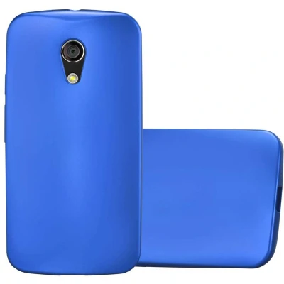 Afbeelding van Cadorabo Hoesje geschikt voor Motorola MOTO G2 in METAAL BLAUW Beschermhoes gemaakt van flexibel TPU silicone Case Cover
