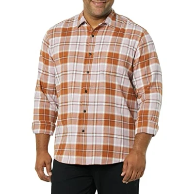 Image de Amazon Essentials Chemise en flanelle à manches longues (grandes tailles disponibles) Homme, Mauve Óxido Écossais, XXL