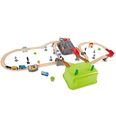 Afbeelding van Hape Houten treinbaan bouwset in emmer