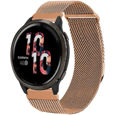 Afbeelding van iMoshion Milanees magnetisch 22 mm bandje Geschikt voor Garmin Venu 2 / Fenix 7 Pro 7s 6 Vivoactive 4 Polar Grit X Vantage M2 V2 Maat S Rosé Goud