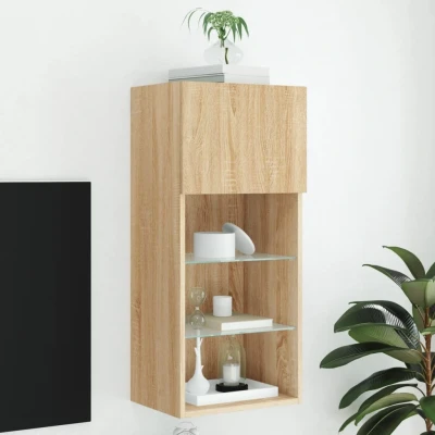 Afbeelding van Tv meubel met LED verlichting 40,5x30x90 cm sonoma eikenkleurig