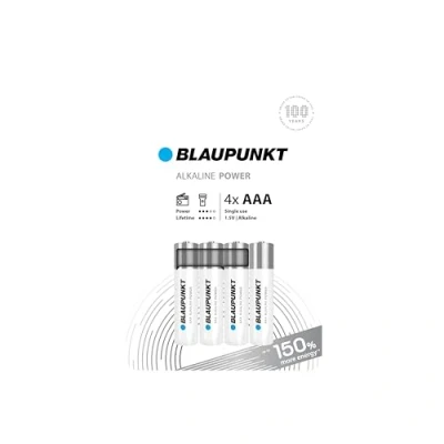 Afbeelding van BLAUPUNKT 4 stuks AAA alkalinebatterijen, ideaal voor wandklokken, tv afstandsbedieningen, LR03BPO/4CP