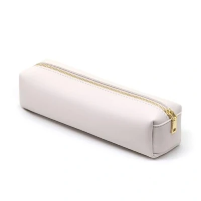 Afbeelding van Eusbon PU pennenetui, draagbare schrijfwarentas, pennenetui met grote capaciteit, cosmetische organizer voor studenten, beige