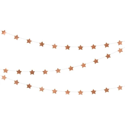 Afbeelding van Partydeco Slinger Sterren Rosé Goud (3,6 meter)