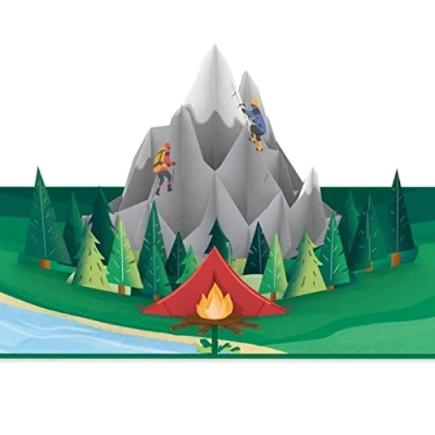 Afbeelding van papercrush® 3D pop up kaart voor het beklimmen van de bergen, verjaardagskaart met bergen en klimmers, felicitatiekaart of geldcadeau bergbeklimmers, goed boulder park