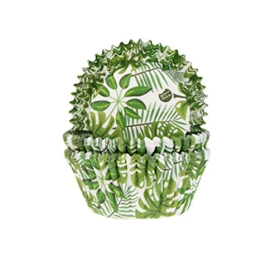 Afbeelding van Cupcake Cups HoM Bladeren Groen 50x33mm. 50st.