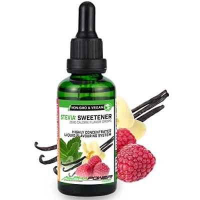 Afbeelding van ALPHAPOWER FOOD Stevia Bourbon fruitdruppels vanille framboos natuurlijk voedselaroma I vloeibare zoetstof sterk geconcentreerd 1 x 50 ml. Flavour Drops, Flavdrops