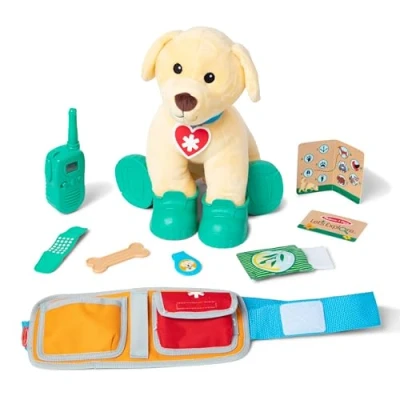 Afbeelding van Melissa &amp; Doug Let&#039;s Explore™ Pluchen reddingshond met opsporings en reddingsuitrusting Pluche Knuffel Speelgoed Rollen 3+ Cadeau voor jongen of meisje