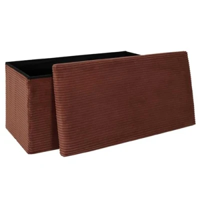 Afbeelding van Home Deco Factory Poef/hocker Cocoonen opvouwbaar stof bruin terracotta MDF/polyester 76 x 38 cm