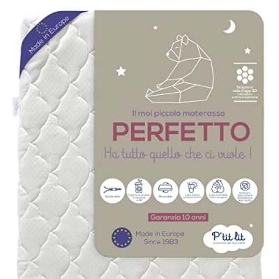 Afbeelding van P&#039;TIT LIT Perfecte babymatras, 2 zijden: zeer ademend in de zomer/warm en behaaglijk winter, anti mijt, afneembare overtrek, Oeko Tex®, schuim, wit, 60 x 120 cm