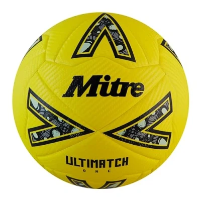 Afbeelding van Mitre Ultimatch One 24 Voetbal voor volwassenen, uniseks, neon geel/zwart/cirkelgrijs, maat 4