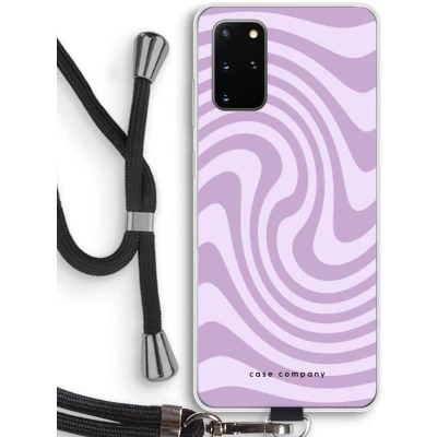 Afbeelding van Case Company® hoesje met Koord geschikt voor Samsung Galaxy S20 Plus Swirl Paars Telefoonhoesje Zwart Bescherming aan alle Kanten en Over de Schermrand