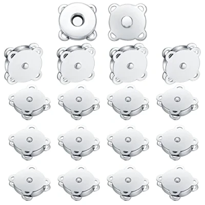 Afbeelding van Kigniote 20 stuks magnetische pruimenknoppen 19 mm voor tassen, kleding, knutselen (zilver)