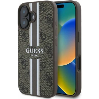 Afbeelding van Guess GUHMP16SP4RPSW iPhone 16 6.1&quot; bruin/bruin hardcase 4G bedrukte strepen MagSafe