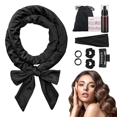 Afbeelding van NCKIHRKK 9 stuks krullen, zonder warmte, fluwelen haarroller, hitte, Heatless curling, krullend haar, zacht, voor lang en medium Hair Curlers, zwart