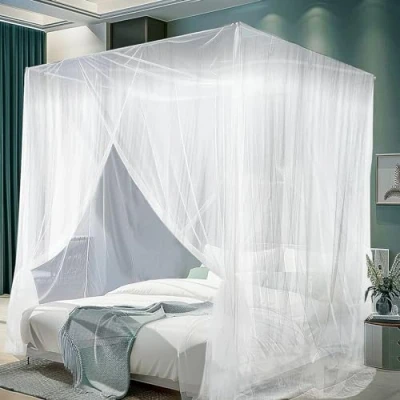 Afbeelding van mizikuu Vliegengaas voor bed, 200 x 220 210 cm, groot muggennet, reizen, outdoor, tweepersoonsbed en eenpersoonsbed, muggenbescherming