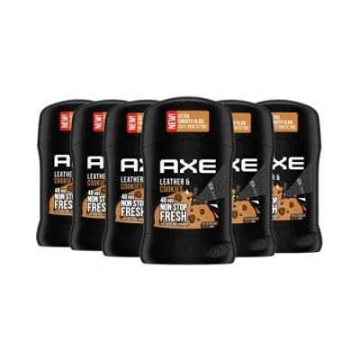 Afbeelding van AXE Deodorant Stick Leer &amp; Cookies voor heren, 48 uur non stop vers, 6 x 50 ml