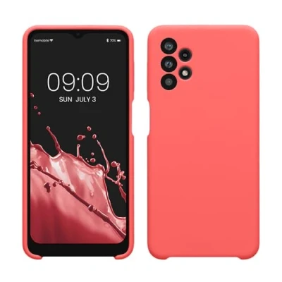 Afbeelding van kwmobile telefoonhoesje geschikt voor Samsung Galaxy A32 5G Hoesje met siliconen coating Smartphone case in neon koraal