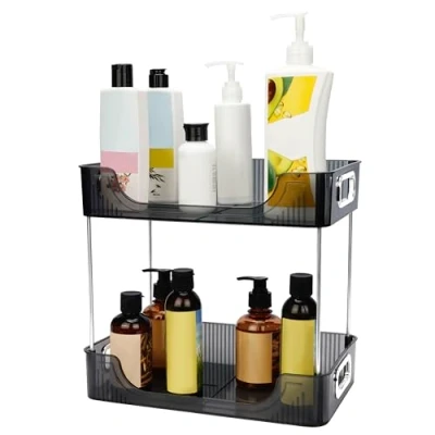 Afbeelding van Belle Vous 2 Laags Desktop Opslag Plank Rek Plastic Staande Werkblad Organizer voor Keuken, Badkamer, Kast/Kelder, Kaptafel of Kantoor Specerijen, Cosmetica &amp; Materialen