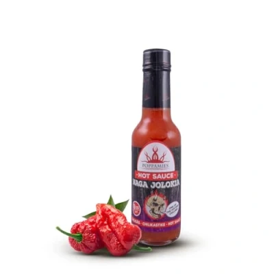 Afbeelding van Poppamies Naga Jolokia Hete Saus, glutenvrij, lactosevrij, veganistisch, scherp: 8/10 150 ml