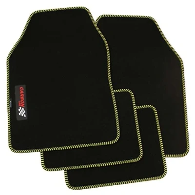 Afbeelding van PETEX Automatten, set van 4, carbon, zwart/geel