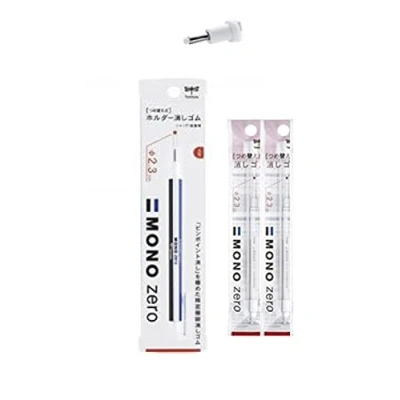 Afbeelding van Tombow Mono zero precisiegum, ronde punt, met 2 navulvullingen, wit