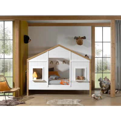 Afbeelding van LUCEVI Babs 90 Huisbed 90x200cm Wit/ Bruin