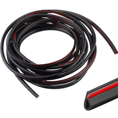 Afbeelding van Autorandbeschermingsstrip 5 m autorandbekleding, rubberen afdichtbescherming, U vormige autoklep, deurrandbescherming, geschikt voor SUV limousine MPV en de meeste modellen (zwart)