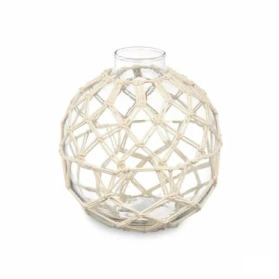 Afbeelding van Decoratief sierding Wit Transparant Glas Touw 18 x 20 cm (6 Stuks)