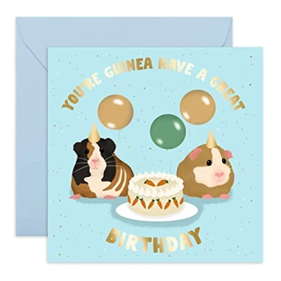 Afbeelding van Central 23 schattige verjaardagskaart voor haar &quot;You&#039;re Guinea Have a Great Birthday&quot; grappig ontwerp hem cavia thema kaart met stickers