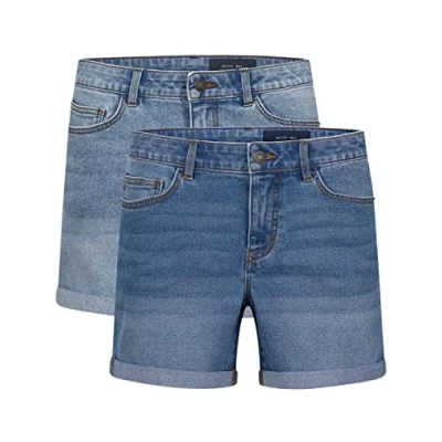 Afbeelding van Noisy May Dames Short Broeken BeLucky 2er Pack regular/straight Fit Blauw Volwassenen 2 Korte Jeans