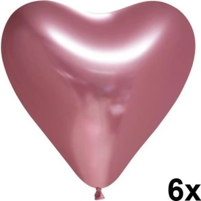 Afbeelding van Rose Gouden hart ballonnen chroom 30cm 6 stuks