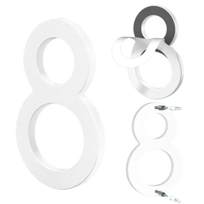 Afbeelding van Yafimea Huisnummer wit 15 cm ABS kunststof 3D look nummer 8