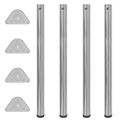 Afbeelding van Tafelpoten in hoogte verstelbaar geborsteld nikkel 870 mm 4 st