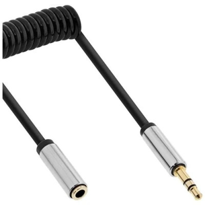 Image de Câble spiralé InLine® Slim Audio 3,5 mm m / F, 4 broches, Stéréo, 1