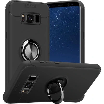 Afbeelding van Cadorabo Hoesje geschikt voor Samsung Galaxy S8 PLUS in ZWART GRIJS Beschermhoes met focusring van TPU Case Cover siliconen