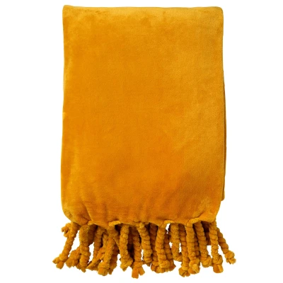 Afbeelding van Dutch Decor FLORIJN plaid 150 x200 cm grote fleece met flosjes Golden Glow geel