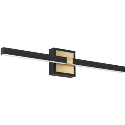 Afbeelding van EGLO Peguera Wandlamp LED 60 cm Zwart/Goud Badkamer Spiegellamp