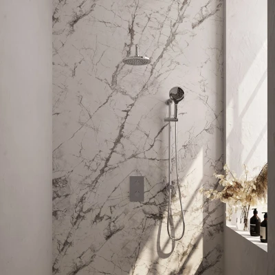 Afbeelding van Brauer Chrome Edition Regendoucheset inbouw hoofddouche 20cm Gladde knop handdouche rond 3 standen glijstang chroom Minimalistisch design