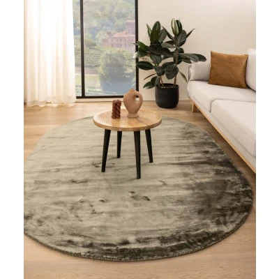 Afbeelding van Viscose Tapijt/Vloerkleed Ovaal Pearl Olijfgroen 200x300 Cm