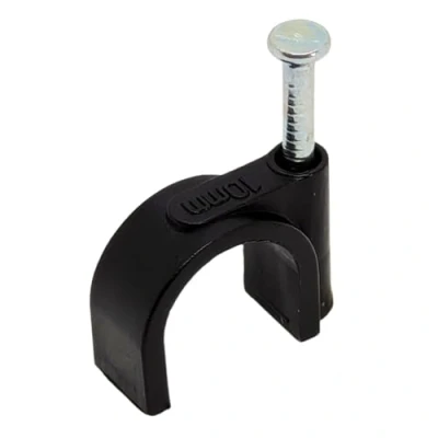 Afbeelding van Lumonic 100 x slangklem 10 mm voor zwarte kabel met 22 spijker bijv. wandmontage kabelbinders diff