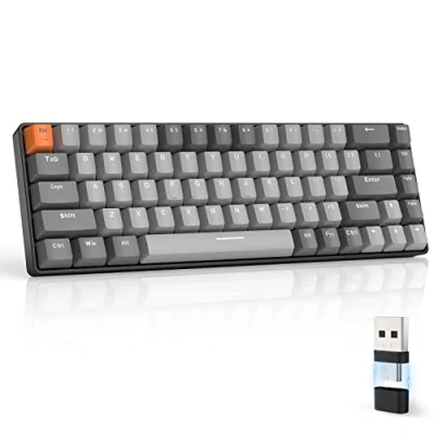 Afbeelding van MAGIC REFINER RK68 draadloos gamingtoetsenbord, mechanisch gamingtoetsenbord 60%, Apex Pro Mini Dual Mode Bluetooth 5.0/2,4 GHz, rode hot swappable switch met 2 in 1 ontvanger voor PC/Mac/Tablet