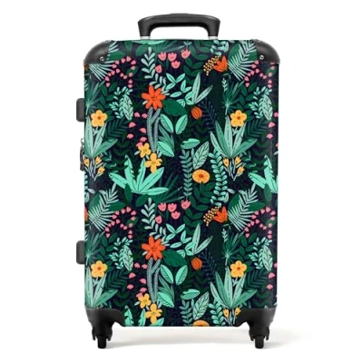 Afbeelding van NoBoringSuitcases.com® Rolkoffer, bagage voor dames en heren, cabinekoffers ruimbagage, Plantaardig patroon, Koffer
