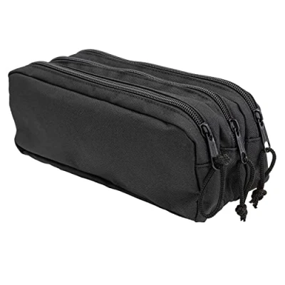 Image de Idena 20121 Trousse avec 3 Compartiments zippés, env. 9 x 23 10 cm Grande à Crayons en Noir