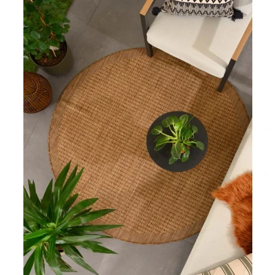 Afbeelding van Buitenkleed Rond Coastal Bruin 160 Cm