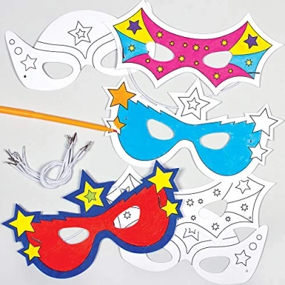 Afbeelding van Baker Ross EF624 Set van 6 kleurmaskers voor kinderen, wit